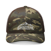 Camouflage Trucker Hat — Embroidered 'GHOSTPEAK' Mountain Logo