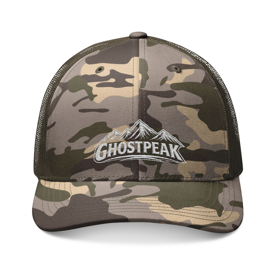 Camouflage Trucker Hat — Embroidered 'GHOSTPEAK' Mountain Logo
