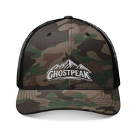 Camouflage Trucker Hat — Embroidered 'GHOSTPEAK' Mountain Logo
